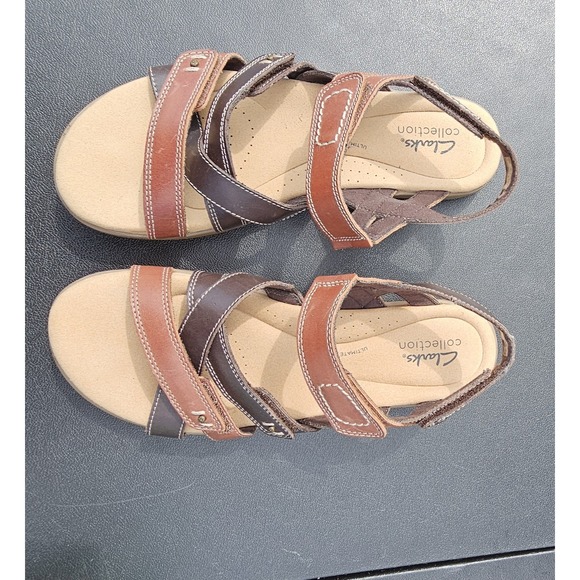 Clarks Collection Sandals Womens Leather 3 - Strappy Ultamate Comfort -Size 8 M - Picture 3 of 12